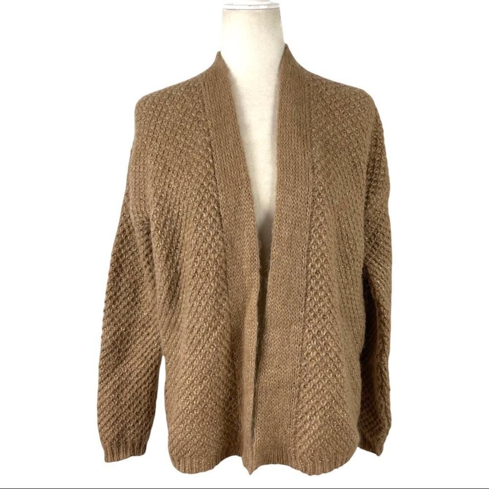 Anthropologie Lineamaglia Open Front Mohair Wool Blend Cardigan Sweater Italy S